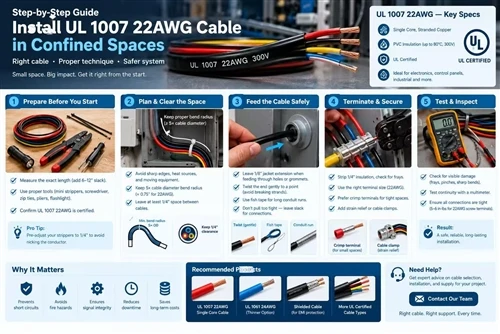 วิธีการติดตั้งสายเคเบิล UL 1007 22AWG ในพื้นที่จำกัด?